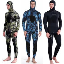 2023 Neoprene Scuba Diving wetsuit 3/5 mm Winter Warm Men Hood Surfing Front Zipper Snorkeling Spearfishing Hooded Diving Suit
