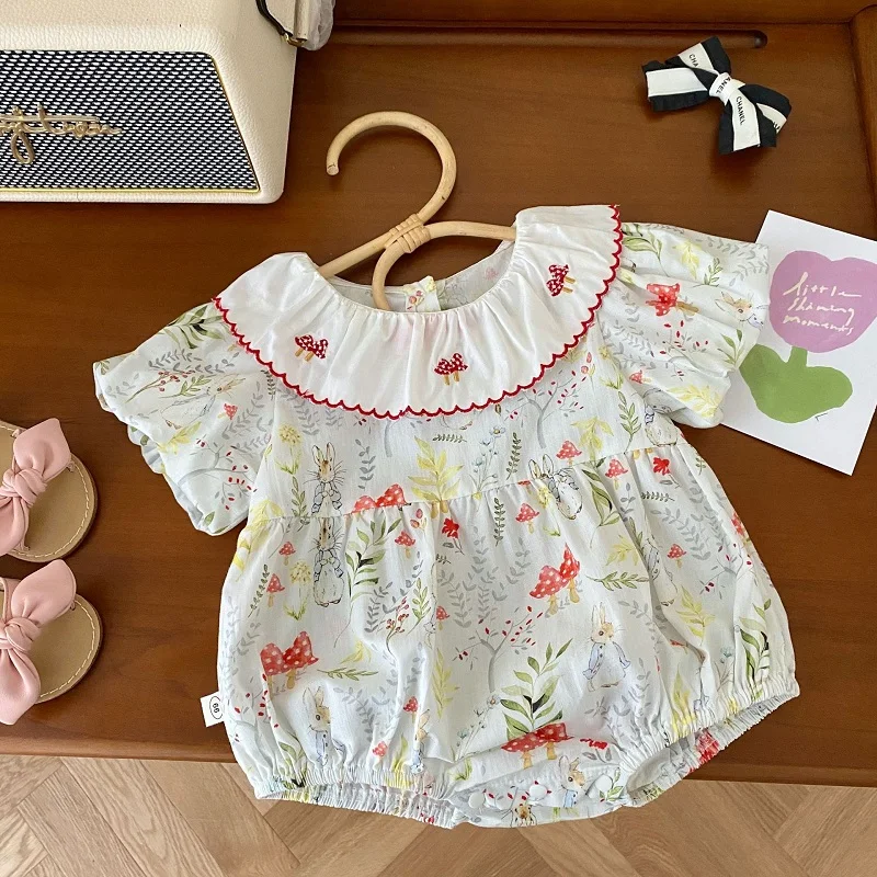 Cute Newborn Baby Girl Flower Romper 0-2Years Princess Short Sleeve Cape Collar Mushroom Embroidery Rabbit Print Summer Clothes
Cute Newborn Baby Girl Flower Romper 0-2Years Princess Short Sleeve Cape Collar Mushroom Embroidery Rabbit Print Summer Clothes