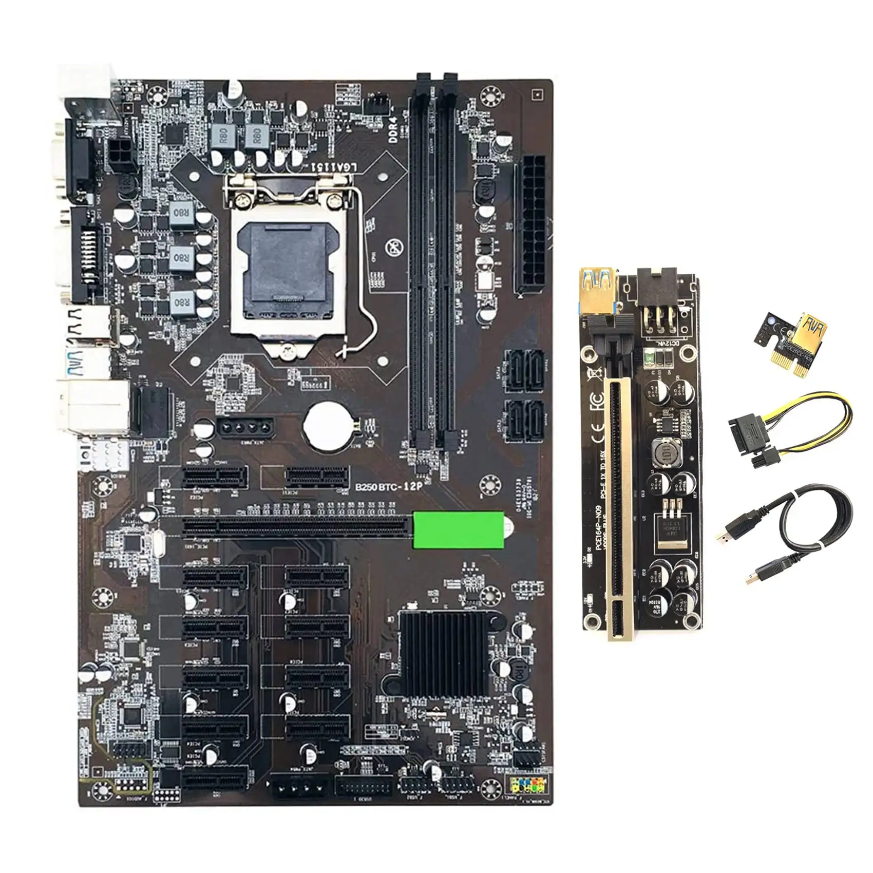 B250 BTC Mining Motherboard with VER009S PLUS Riser 12XGraphics Card Slot LGA 1151 DDR4 SATA3.0 USB3.0 for BTC Miner
B250 BTC Mining Motherboard with VER009S PLUS Riser 12XGraphics Card Slot LGA 1151 DDR4 SATA3.0 USB3.0 for BTC Miner
