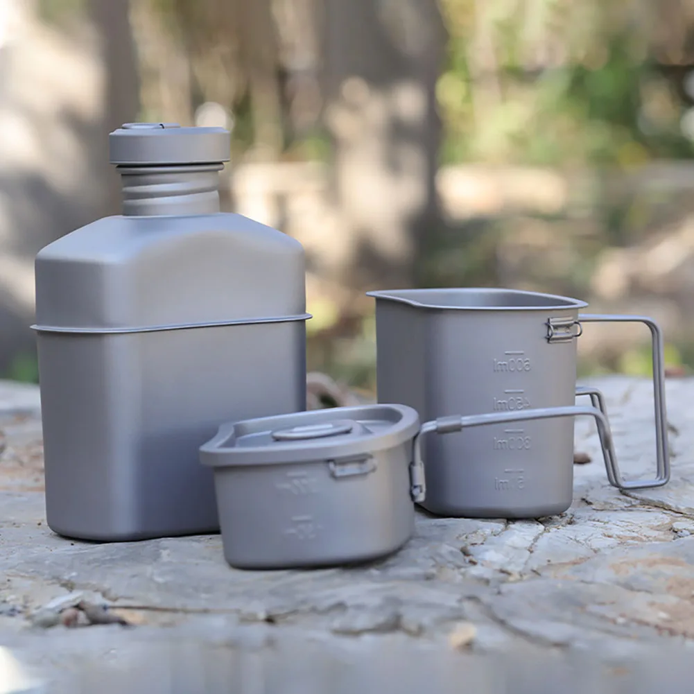 Titanium Water Bottle Outdoor Cups Set Ultralight Cooking Tableware Camping Cookware Drinking Kettle with Camouflage Bag
Titanium Water Bottle Outdoor Cups Set Ultralight Cooking Tableware Camping Cookware Drinking Kettle with Camouflage Bag