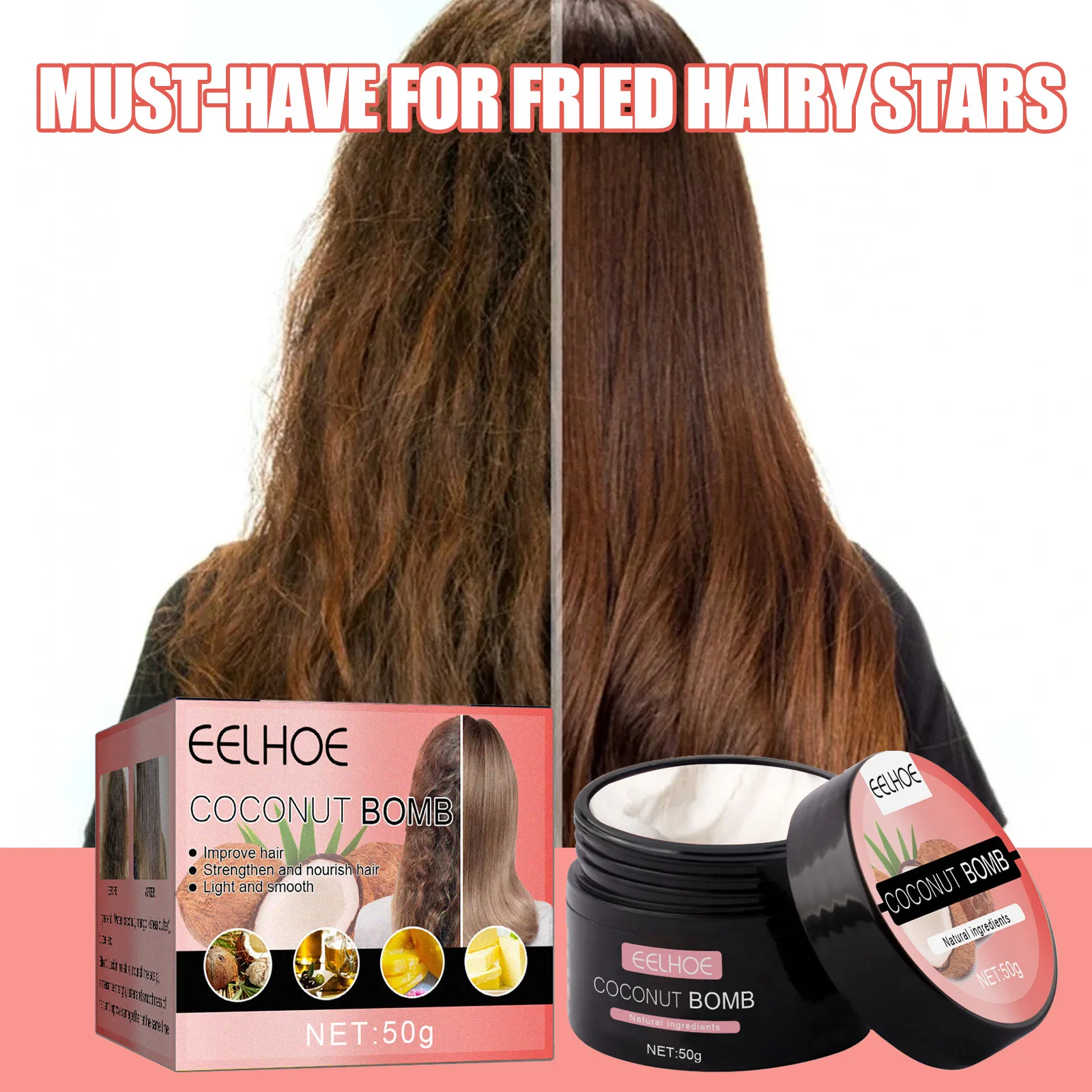 Hair Treatment Masks Coconut Bomb Nourishing Hair Mask Nutrition Infusing Repairs Hair Nourish Hair Essential Oil for Dry Hair
Hair Treatment Masks Coconut Bomb Nourishing Hair Mask Nutrition Infusing Repairs Hair Nourish Hair Essential Oil for Dry Hair