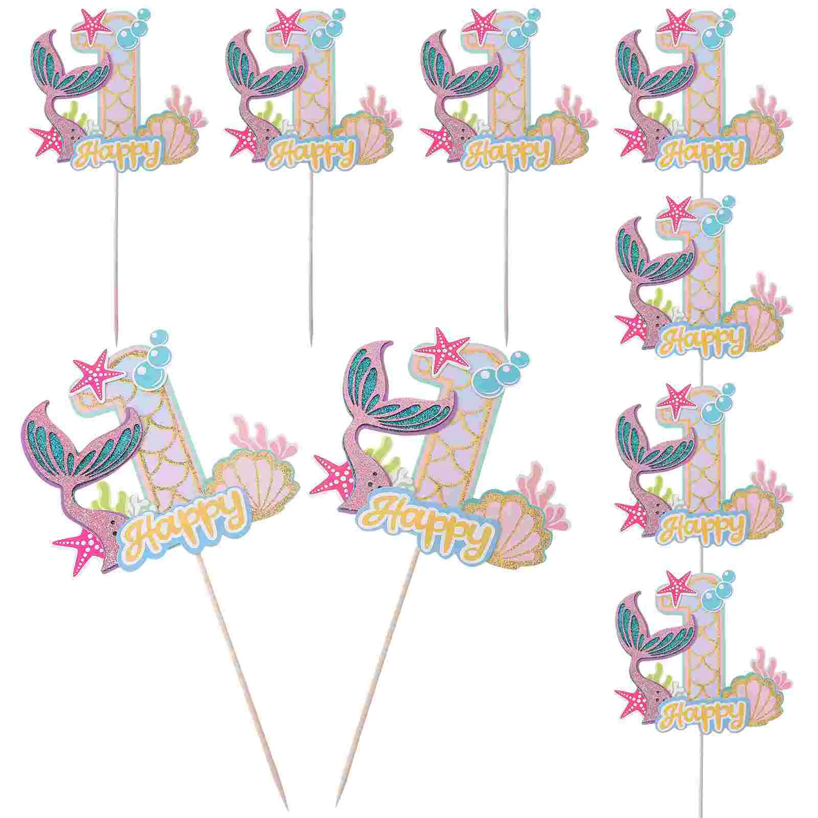 10 Pcs Cakes Mermaid Decorations Birthday Cupcake Topper Plug-in Toppers Themed Child
10 Pcs Cakes Mermaid Decorations Birthday Cupcake Topper Plug-in Toppers Themed Child