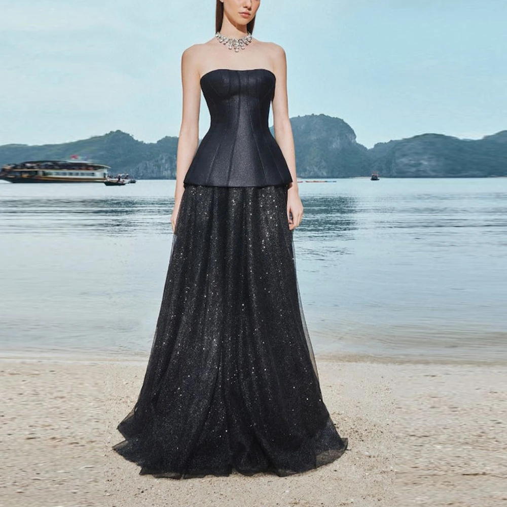 Muloong Black Classic Corset Prom Dress Bling Floor Length Evening Dress 2023 A Line Flowing Saudi Aribia Women Party Dress
Muloong Black Classic Corset Prom Dress Bling Floor Length Evening Dress 2023 A Line Flowing Saudi Aribia Women Party Dress