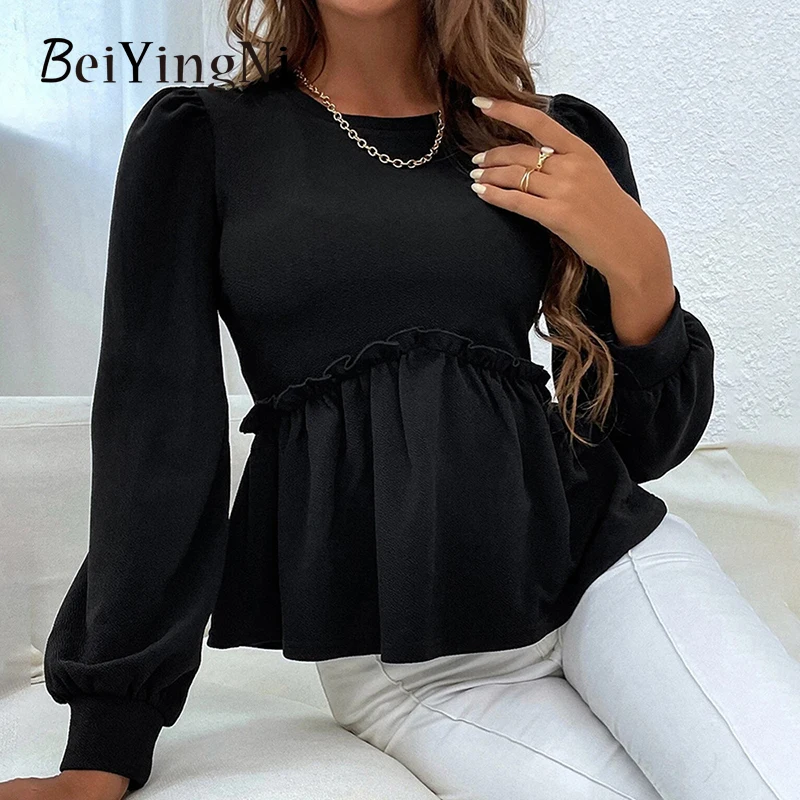 Beiyingni 2022 Autumn Winter Women's Shirt O-neck Long Puff Sleeve Solid Ruffles Slim Female Blouse Casual Elegant Street Tops
Beiyingni 2022 Autumn Winter Women's Shirt O-neck Long Puff Sleeve Solid Ruffles Slim Female Blouse Casual Elegant Street Tops