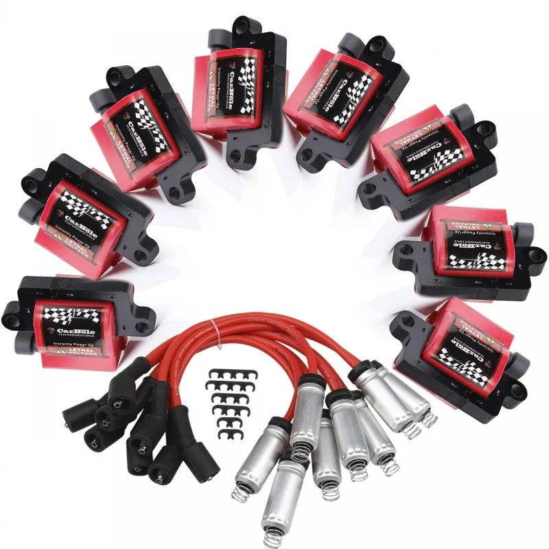 Square Ignition Coil & Spark Wire Sets for GMC Chevy Cadillac 5.3/6.0/ 8.1L D581 8PCS Ignition Coil Pack 
Square Ignition Coil & Spark Wire Sets for GMC Chevy Cadillac 5.3/6.0/ 8.1L D581 8PCS Ignition Coil Pack