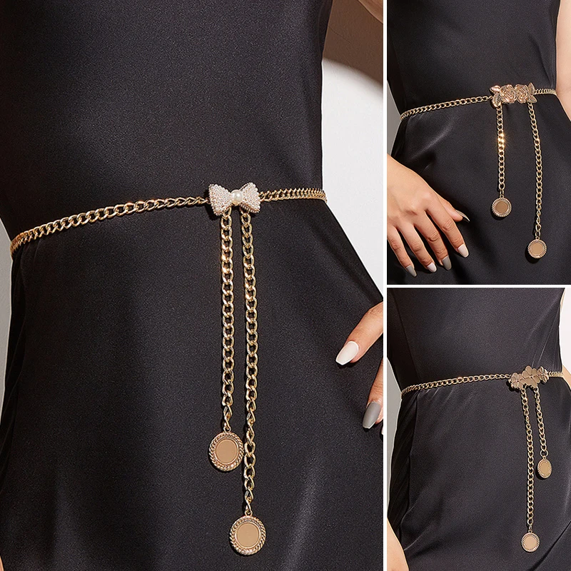 Women Chain Belt Alloy Rose Flower Buckle Pendant Fashion Waistbands Gold Metal Chain Belt For Dress Jeans Ladies Girdle Hot
Women Chain Belt Alloy Rose Flower Buckle Pendant Fashion Waistbands Gold Metal Chain Belt For Dress Jeans Ladies Girdle Hot