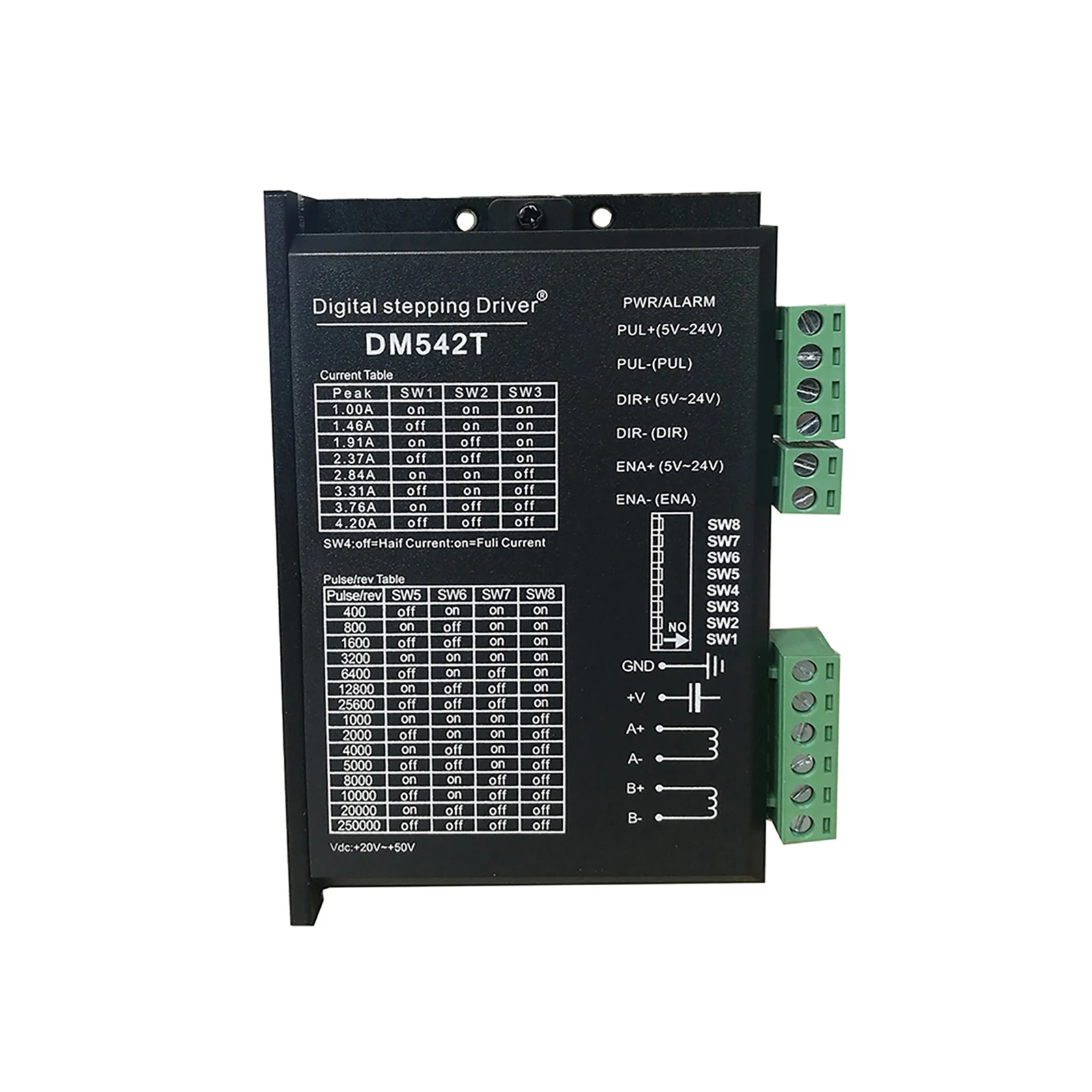 Цифровой Драйвер шагового двигателя DM542T CNC 20-50 в для Nema 17 и 23, шаговый двигатель 0,15 МОМ 10-50 Гц/мм, цифровой шаговый привод
Цифровой Драйвер шагового двигателя DM542T CNC 20-50 в для Nema 17 и 23, шаговый двигатель 0,15 МОМ 10-50 Гц/мм, цифровой шаговый привод