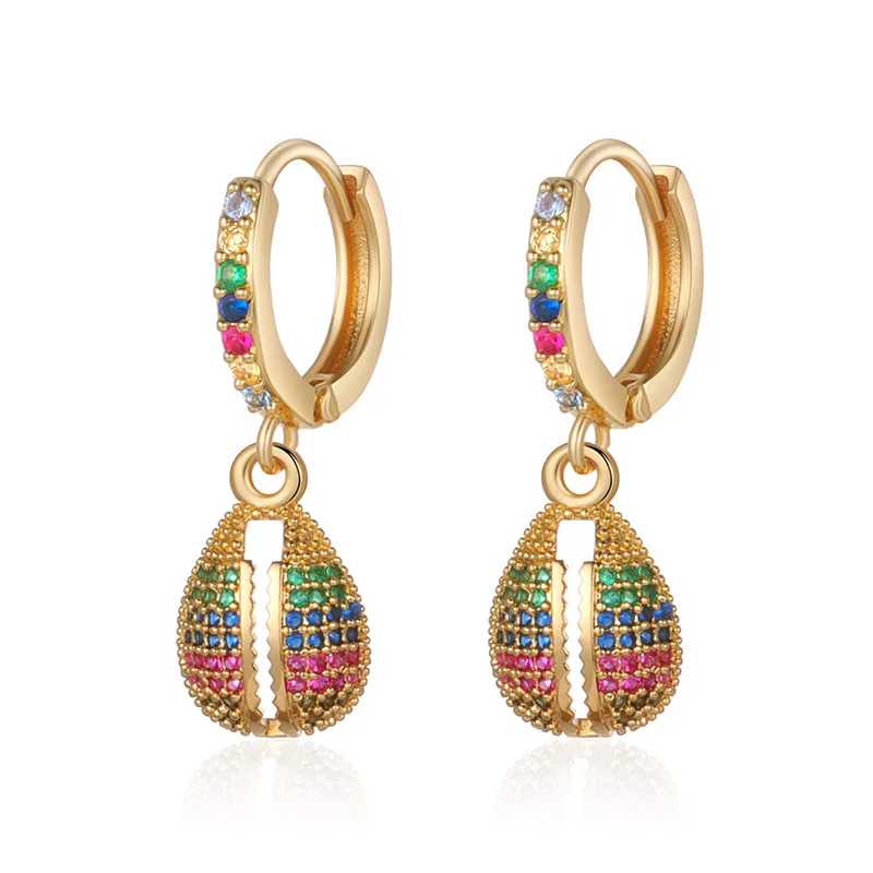 

CRMYA Gold Filled Drop Earrings for Women Vintage Piercing Color Zircon Shell Dangle Earrings 2023 Jewelry Accessories Wholesale