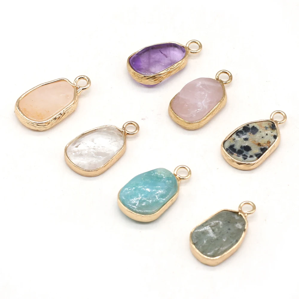 10x20MM Amethyst Amazonite Rose Quartz Stone Irregular Gilt Edge Pendant Jewelry MakingDIY Necklace Earring Accessories Gift 2PC
10x20MM Amethyst Amazonite Rose Quartz Stone Irregular Gilt Edge Pendant Jewelry MakingDIY Necklace Earring Accessories Gift 2PC