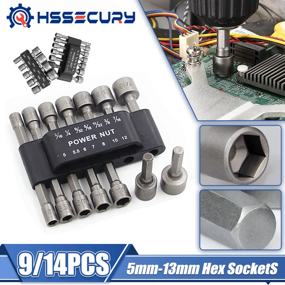 9/14Pcs 5-12mm Hex Socket Screw Sleeve Nozzles Nut 1/4in Hexagonal Nut Driver Drill Adapter Screwdriver Set Bits Sets Tools
9/14Pcs 5-12mm Hex Socket Screw Sleeve Nozzles Nut 1/4in Hexagonal Nut Driver Drill Adapter Screwdriver Set Bits Sets Tools