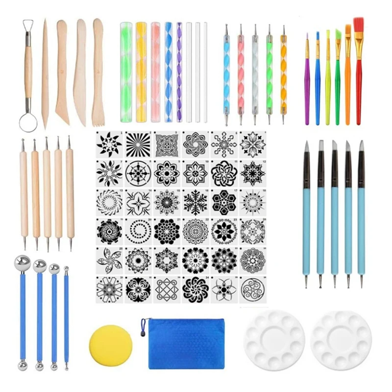 Mandala Dotting Tools, 78Pcs Mandalas Painting Stencil Kits Pen Dotting Tools Brushes Mandala Stencil Ball Paint Tray
Mandala Dotting Tools, 78Pcs Mandalas Painting Stencil Kits Pen Dotting Tools Brushes Mandala Stencil Ball Paint Tray