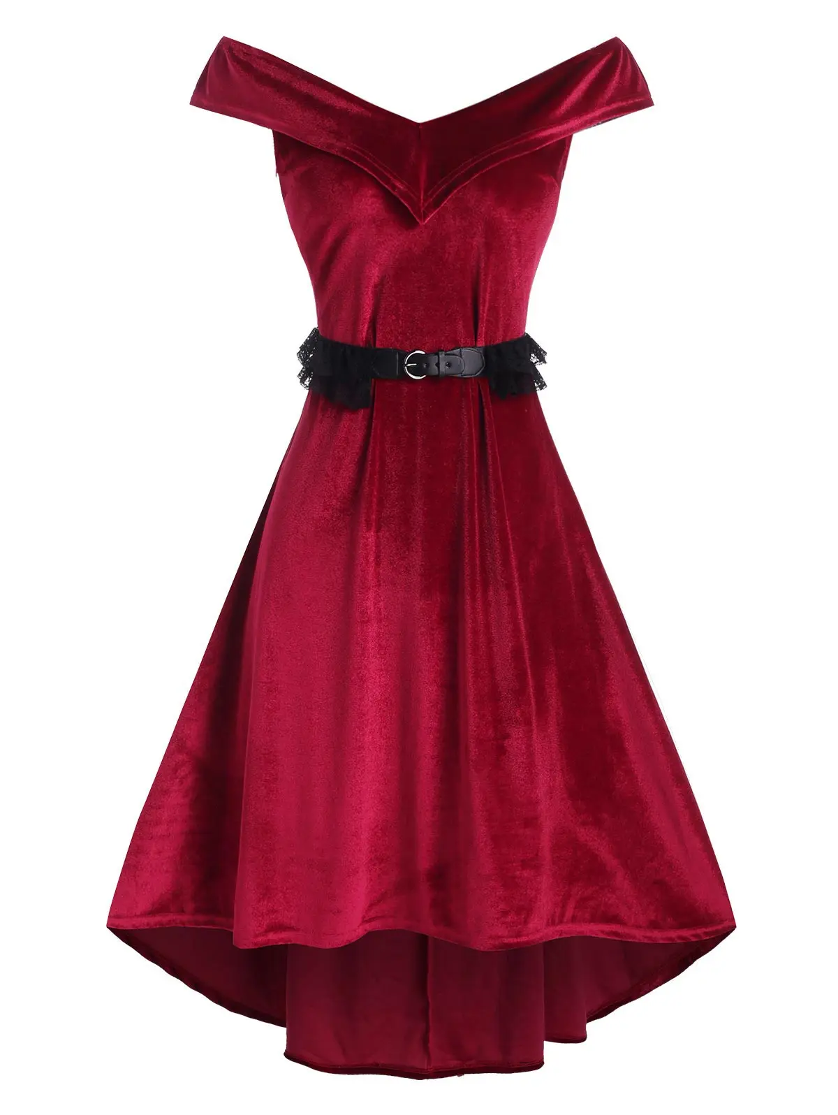 Off The Shoulder Velvet Midi High Low Dress with Lace Belt Midi Hi Lo Bardot Party Eveningwear Robe 
Off The Shoulder Velvet Midi High Low Dress with Lace Belt Midi Hi Lo Bardot Party Eveningwear Robe