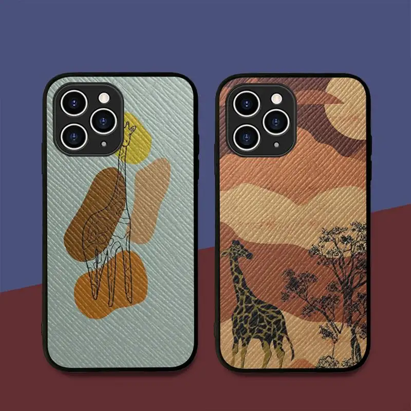 

Cute Cartoon Giraffe Phone Case Hard Leather Case for iPhone 11 12 13 Mini Pro Max 8 7 Plus SE 2020 X XR XS Coque