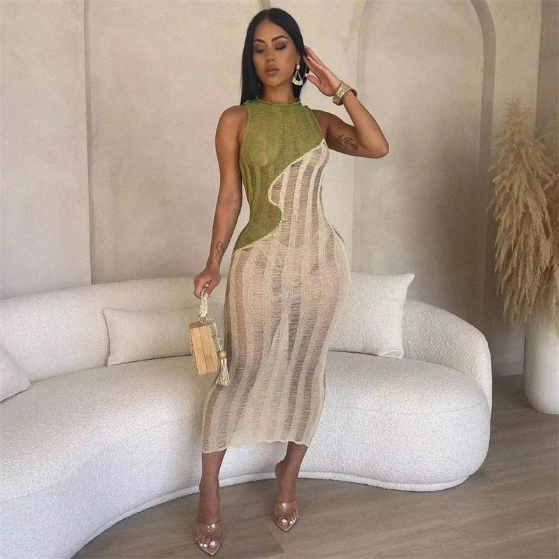 Patchwork Knitted Bodycon Maxi Dress for Women 2023 - Summer Hollow Out Sleeveless Vacation Cover Up Robe for Female Party
Patchwork Knitted Bodycon Maxi Dress for Women 2023 - Summer Hollow Out Sleeveless Vacation Cover Up Robe for Female Party