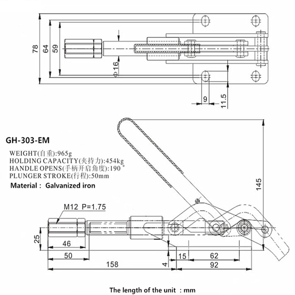GH-303-EM Toggle Clamp Push-pull Vertical Clamp Quick Release 454 Kg Anti Slip Woodworking Assembly Welding Fixing Hand Tool
GH-303-EM Toggle Clamp Push-pull Vertical Clamp Quick Release 454 Kg Anti Slip Woodworking Assembly Welding Fixing Hand Tool