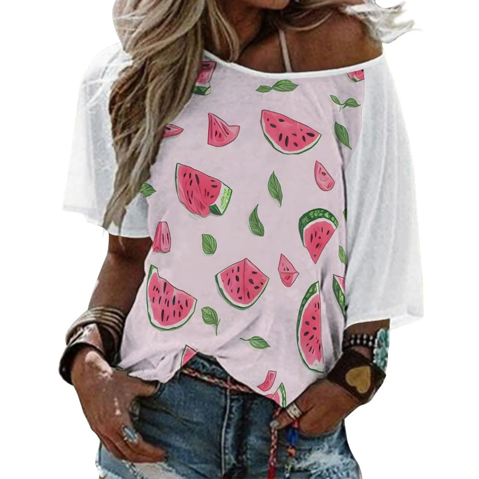 Pink Printing Women'S Medium Sleeved Straight Neck Short Sleeved Fashionable Printed T-Shirt Casual Summer 2023
Pink Printing Women'S Medium Sleeved Straight Neck Short Sleeved Fashionable Printed T-Shirt Casual Summer 2023