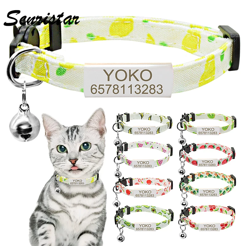 Personalized ID Name Tag Cat Collar Bell Custom Nameplate Fruit Cat Collar Safety Breakaway Adjustable Cute Cat Collar Necklace
Personalized ID Name Tag Cat Collar Bell Custom Nameplate Fruit Cat Collar Safety Breakaway Adjustable Cute Cat Collar Necklace