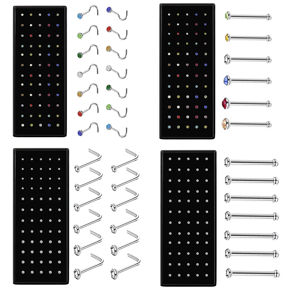 60pcs Straight L-Shaped Nose Rings Kit Stud Earrings Screw Stainless Steel Nose Piercing Set Nose Pin for Women Men Body Jewelry
60pcs Straight L-Shaped Nose Rings Kit Stud Earrings Screw Stainless Steel Nose Piercing Set Nose Pin for Women Men Body Jewelry