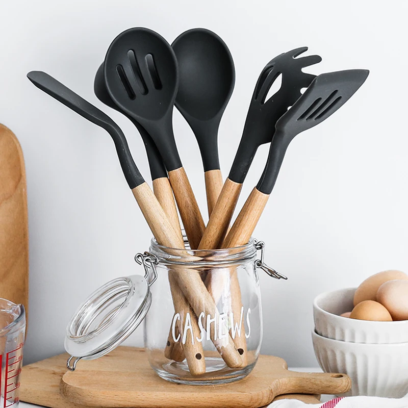 13PCS Silicone Kitchen Tools Cooking Sets Soup Spoon Spatula Non-Stick Shovel With Wooden Handle Special Heat-Resistant Design
13PCS Silicone Kitchen Tools Cooking Sets Soup Spoon Spatula Non-Stick Shovel With Wooden Handle Special Heat-Resistant Design