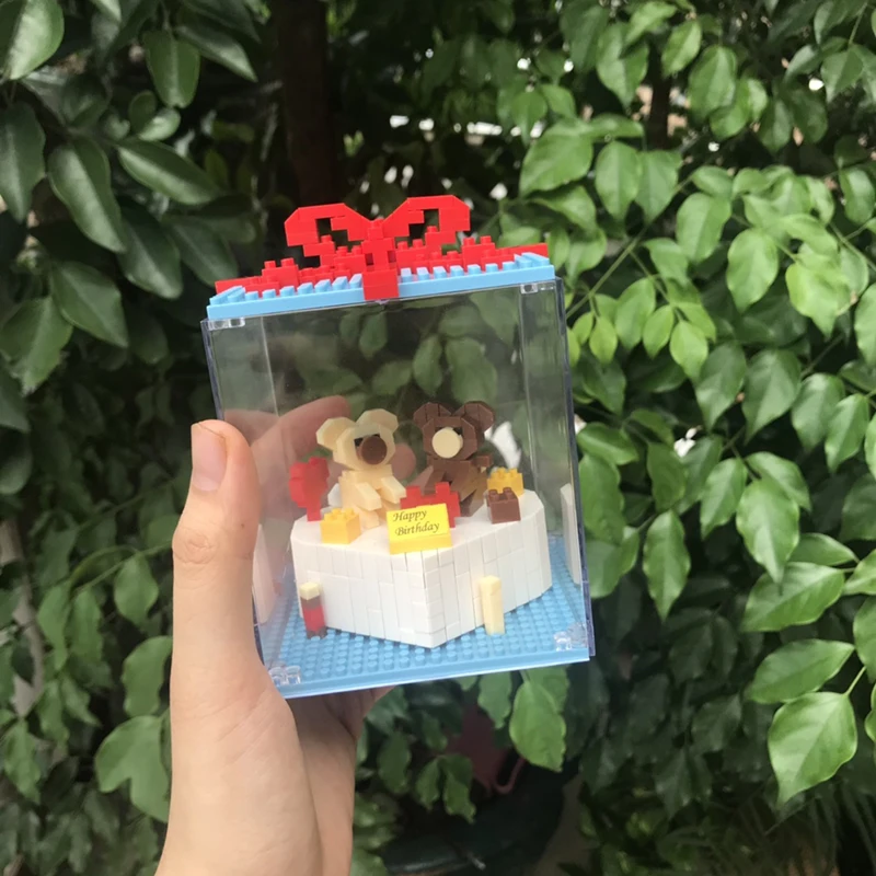 Мини-кубики, Мультяшные строительные игрушки, Веселая игра, модель торта, Ловец, Строительные кирпичи, игрушки для детей, развивающая игрушка