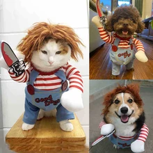 Deadly Doll Pet Costumes Halloween Dog Cosplay Funny Costumes Dagger Costumes Make Fun of Small and Medium Sized Dog Clothes