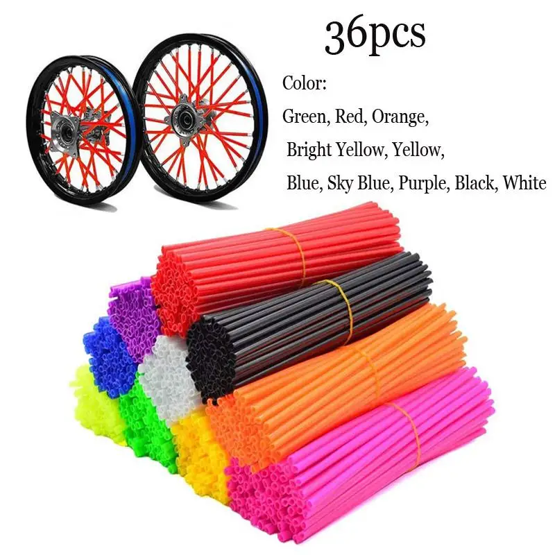 36Pcs Bike Motorcycle Wheel Spoked Protector Skin Covers Pipe For Motocross Bicycle Bike Cool Accessories 10Colors 
36Pcs Bike Motorcycle Wheel Spoked Protector Skin Covers Pipe For Motocross Bicycle Bike Cool Accessories 10Colors
