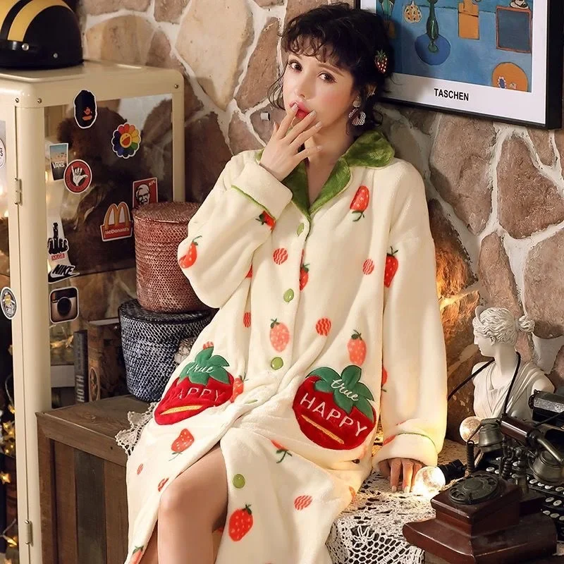 Warm Coral Flannel Sleepwear Plus Size Female Nightgown Winter Thick Nightshirt Leisure Long Sleeve Nightwear for Woman пижама
Warm Coral Flannel Sleepwear Plus Size Female Nightgown Winter Thick Nightshirt Leisure Long Sleeve Nightwear for Woman пижама