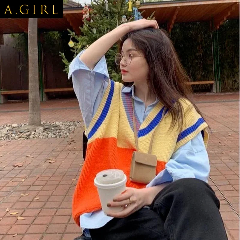 Sweater Vests Women Design Fashionable Loose Patchwork V-neck Female Spring Autumn Clothing Sleeveless Korean Ulzzang Streetwear
Sweater Vests Women Design Fashionable Loose Patchwork V-neck Female Spring Autumn Clothing Sleeveless Korean Ulzzang Streetwear