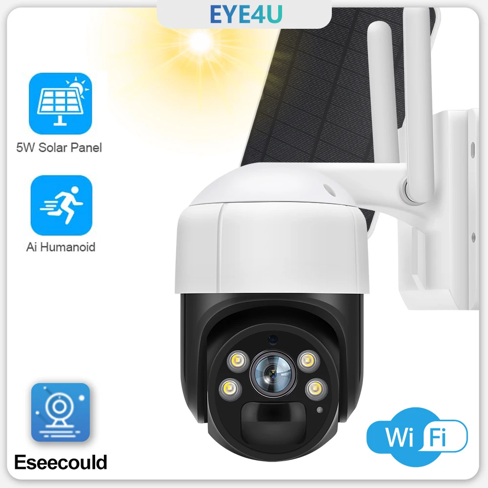 Solar Security Camera Outdoor Built-in battery Wireless WIFI 4MP HD Surveillance IP Camera PTZ CCTV Color Night Vision Eseecould
Solar Security Camera Outdoor Built-in battery Wireless WIFI 4MP HD Surveillance IP Camera PTZ CCTV Color Night Vision Eseecould
