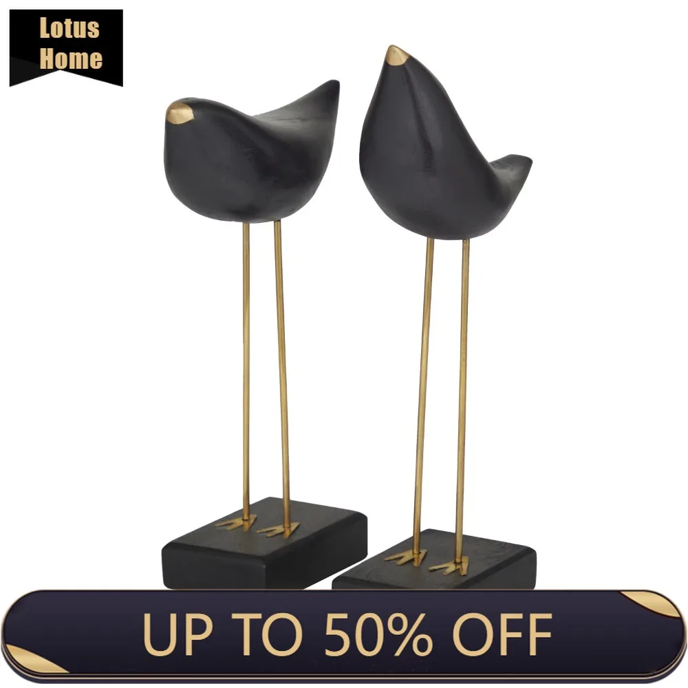Wood Traditional Wooden Bird with Golden Legs and Beaks Sculptures 3"W x 13"H, with Shiny and a Rectangular Shaped Base 
Wood Traditional Wooden Bird with Golden Legs and Beaks Sculptures 3"W x 13"H, with Shiny and a Rectangular Shaped Base