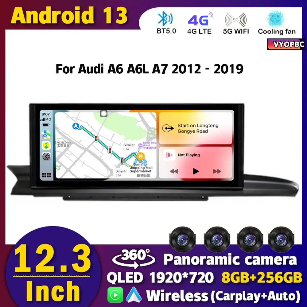 

12.3" Android 13 Car Stereo Radio For Audi A6 A6L A7 2012 - 2019 Multimedia Player GPS Wireless Carplay Auto WIFI Touch Screen