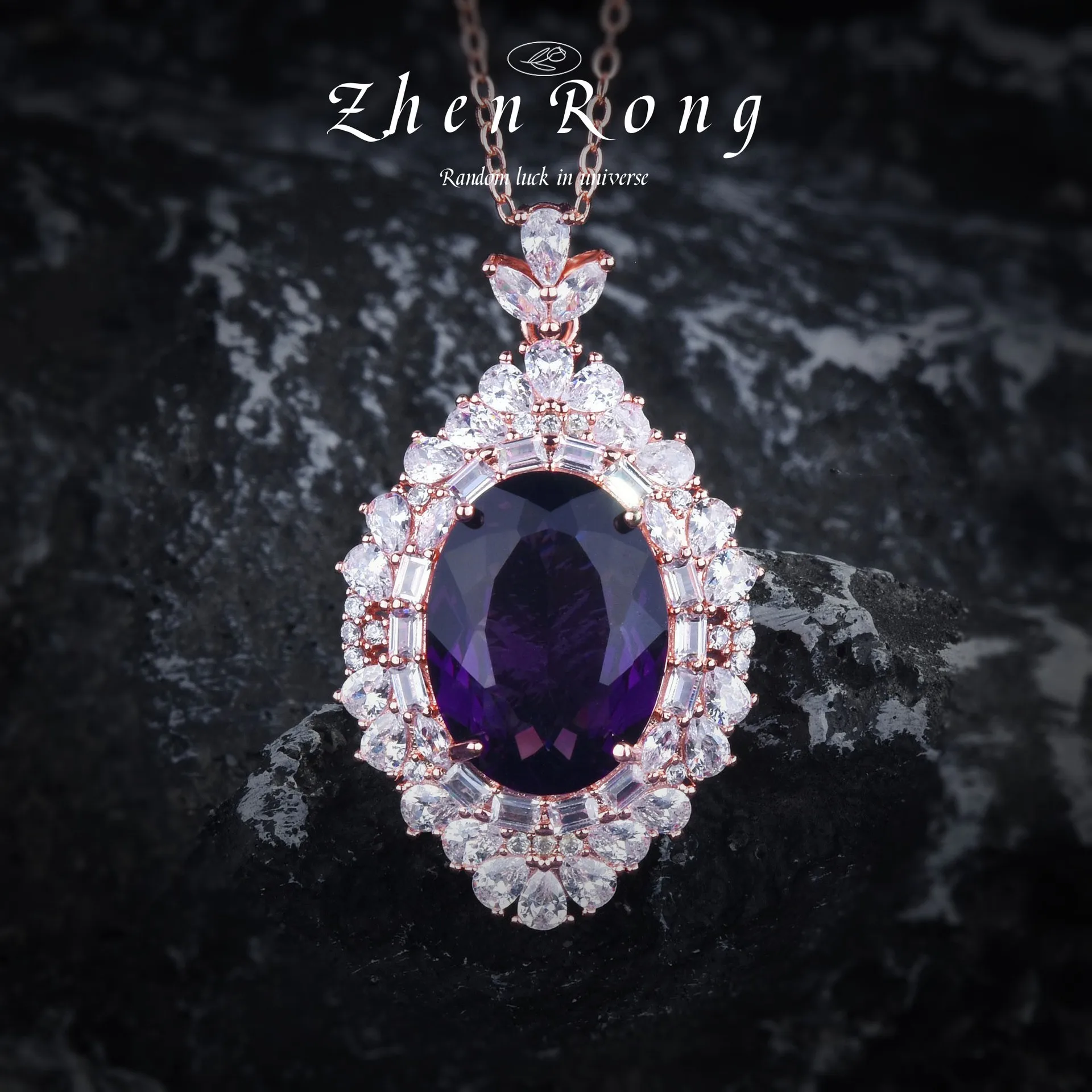 Foydjew Luxury Fashion Exaggerated Egg-shaped Purple Diamond Amethyst Pendant Necklaces Rose Gold Color Necklace For Women
Foydjew Luxury Fashion Exaggerated Egg-shaped Purple Diamond Amethyst Pendant Necklaces Rose Gold Color Necklace For Women