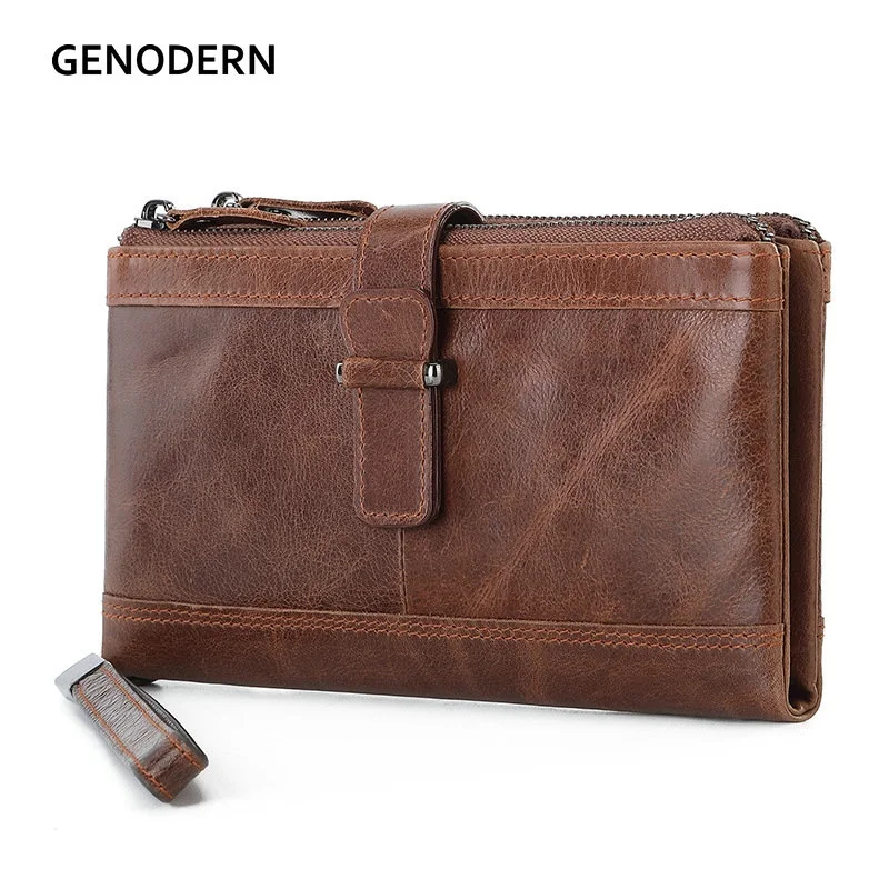 GENODERN Retro RFID Blocking Double Zipper Men's Long Wallet Vintage Clutch Purse for Men Male Purse Gift for Man
GENODERN Retro RFID Blocking Double Zipper Men's Long Wallet Vintage Clutch Purse for Men Male Purse Gift for Man