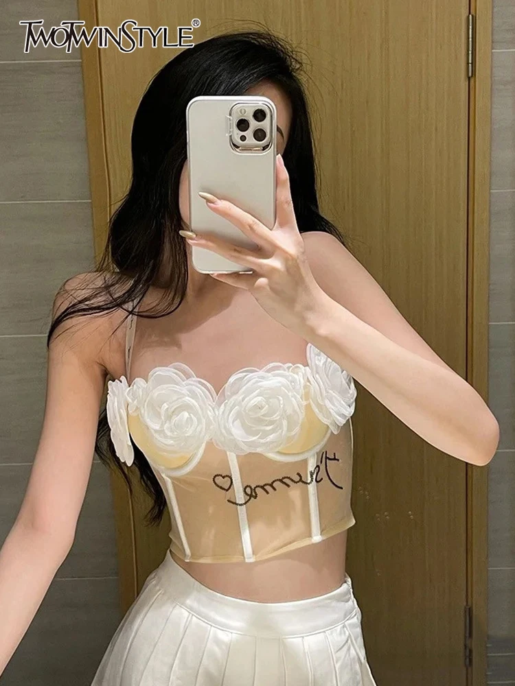 TWOTWINSTYLE Sexy Floral Accessories Patchwork Vests For Women Slim Colorblock Lace Up Sling Sleeveless Short Tops Female 2022
TWOTWINSTYLE Sexy Floral Accessories Patchwork Vests For Women Slim Colorblock Lace Up Sling Sleeveless Short Tops Female 2022