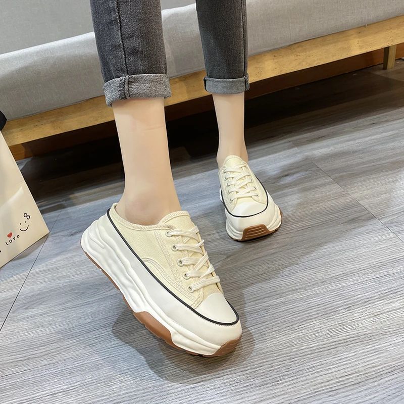 Thick-soled Half-slippers Women Vulcanize Shoes 2022 Summer New Canvas Breathable White Women Fashon Platform Lazy Slippers
Thick-soled Half-slippers Women Vulcanize Shoes 2022 Summer New Canvas Breathable White Women Fashon Platform Lazy Slippers