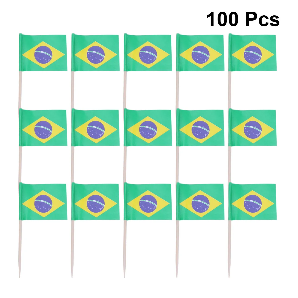 

100pcs Brazil National Flag Design Cake Toppers Creative Cake Fruit Picks Cupcake Insert Decor Toothpick Party Supplies