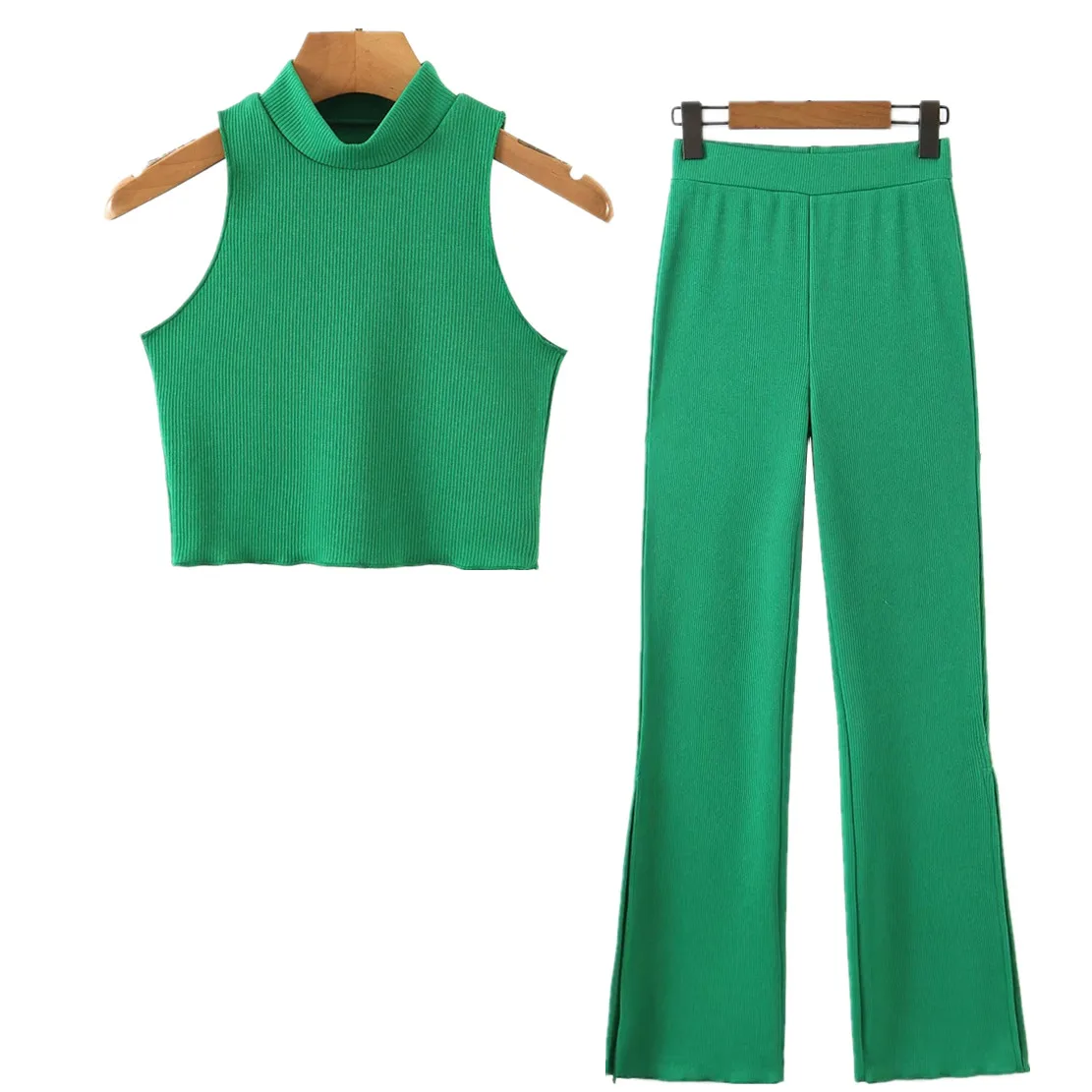 Withered 2022 French Style Vintage Fashion Green Color Knitted Sets Tank Crop Tops High Waist Forking Trousers Pants Women
Withered 2022 French Style Vintage Fashion Green Color Knitted Sets Tank Crop Tops High Waist Forking Trousers Pants Women