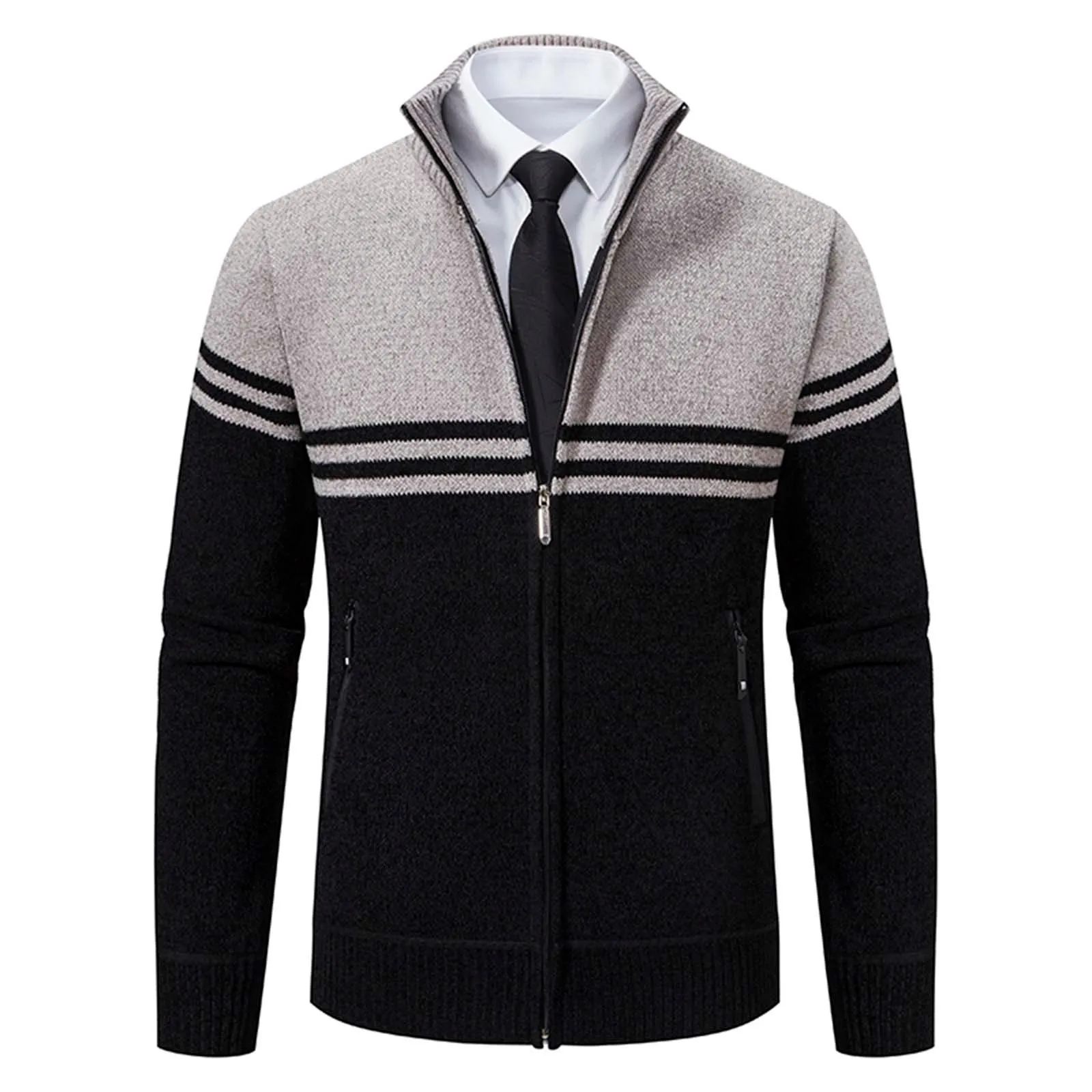 Mens Knitted Cardigan Coats With Velvet Padded Striped Mens Autumn And Winter Casual Wool Jacket Coat With Zipper Pockets Tops
Mens Knitted Cardigan Coats With Velvet Padded Striped Mens Autumn And Winter Casual Wool Jacket Coat With Zipper Pockets Tops