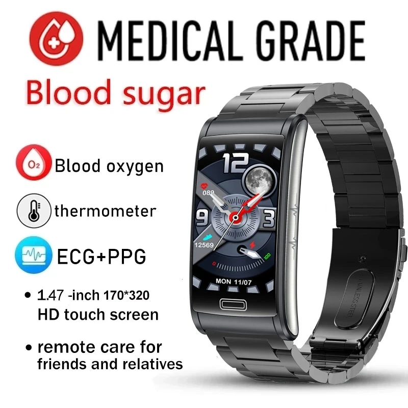 New Cardica Blood Glucose Smart Watch Men Women ECG Blood Pressure Measurement Fitness Tracker Waterproof Smartwatch+Chest Patch
New Cardica Blood Glucose Smart Watch Men Women ECG Blood Pressure Measurement Fitness Tracker Waterproof Smartwatch+Chest Patch