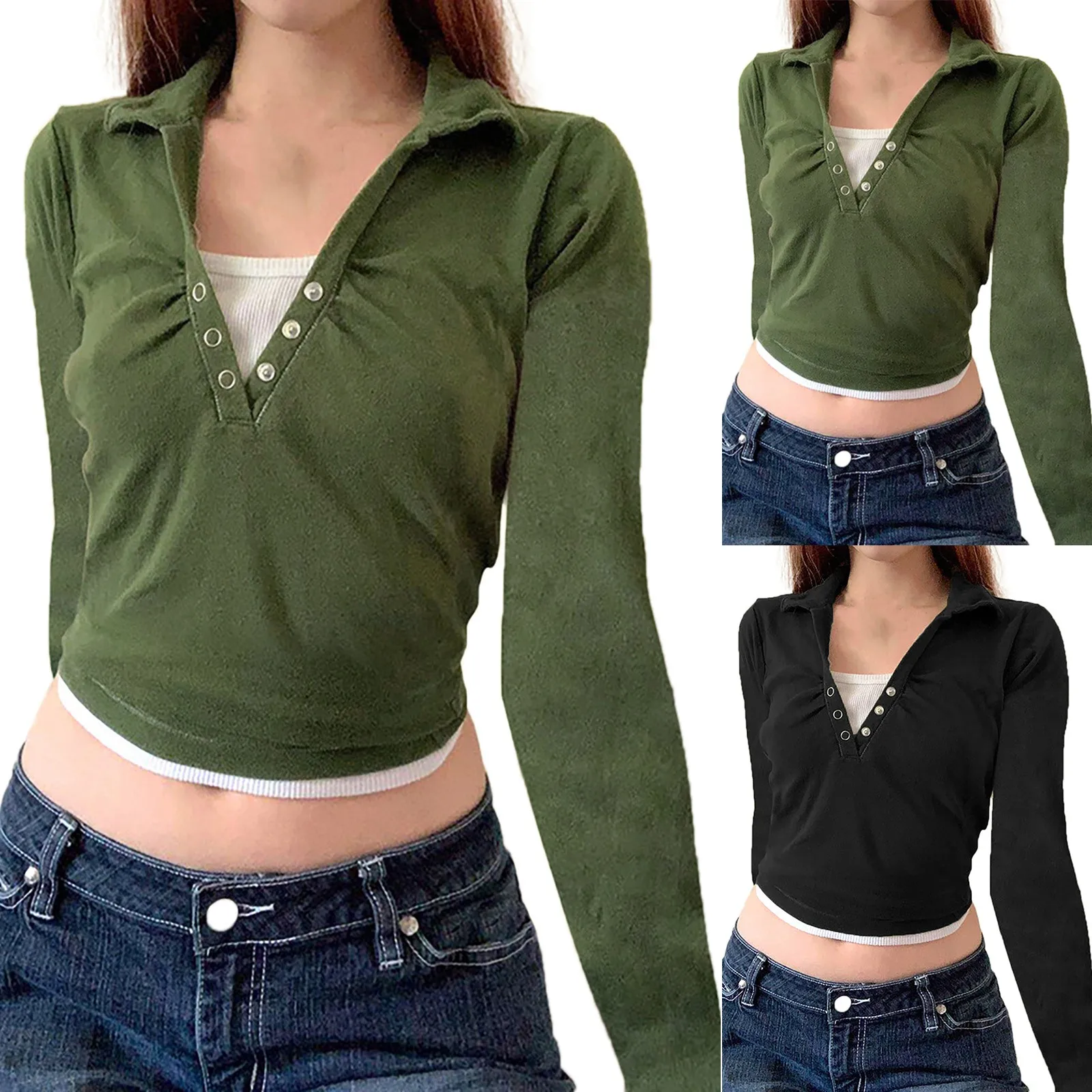 Women's Fake Two Piece Stitching V Neck Shirts Causal Tops Blouse Womens Short Sleeve T Shirt
Women's Fake Two Piece Stitching V Neck Shirts Causal Tops Blouse Womens Short Sleeve T Shirt