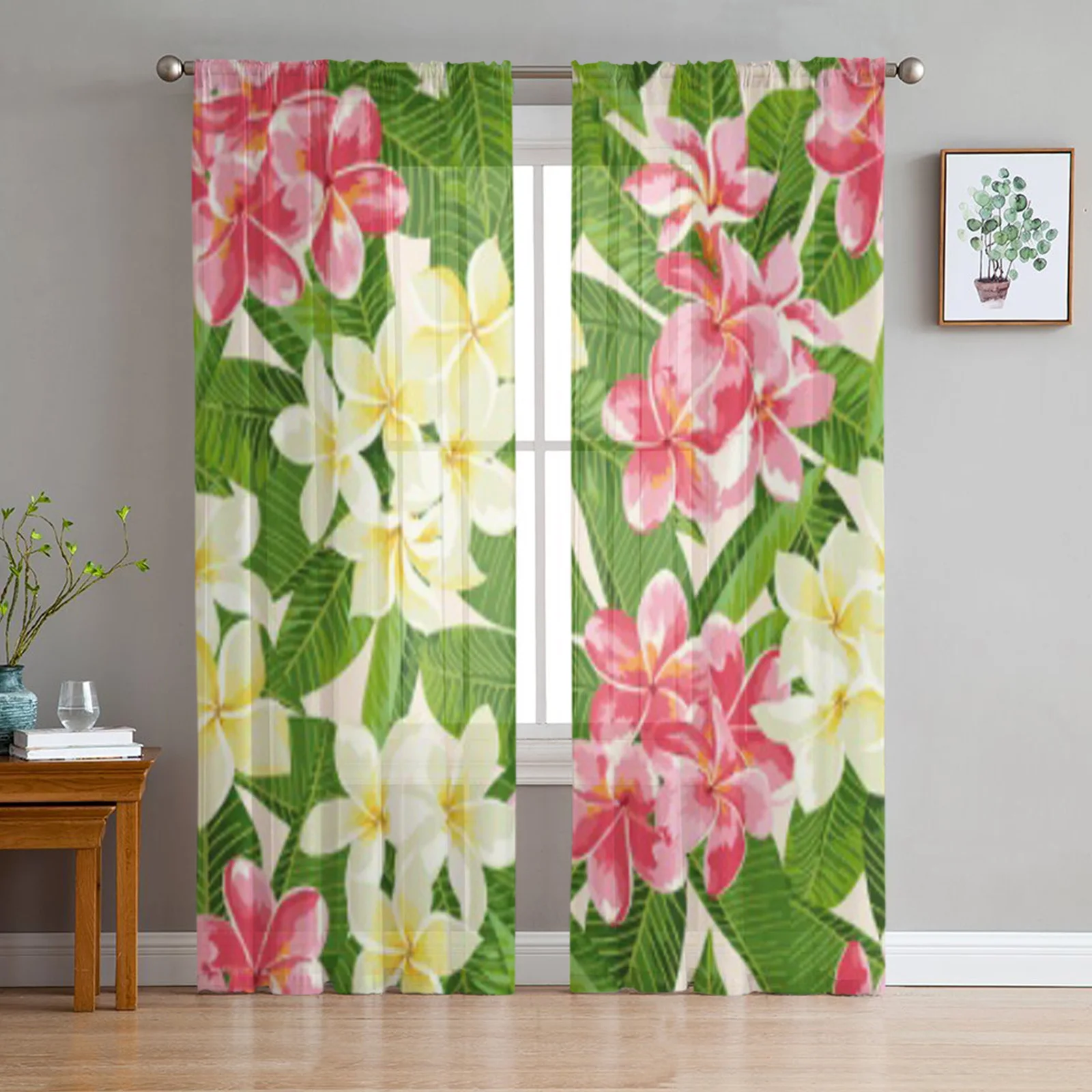 Экзотические прозрачные Занавески с тропическими растениями, шторы из органзы для гостиной, спальни, вечевечерние, тюлевые драпировки 
Экзотические прозрачные Занавески с тропическими растениями, шторы из органзы для гостиной, спальни, вечевечерние, тюлевые драпировки