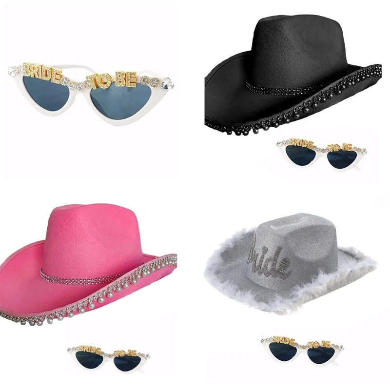 

Cowgirl головной убор девичник искусственная шляпа очки невесты ковбойские очки Cowgirl очки для дискотеки ковбойская шляпа Свадебная женская шляпа