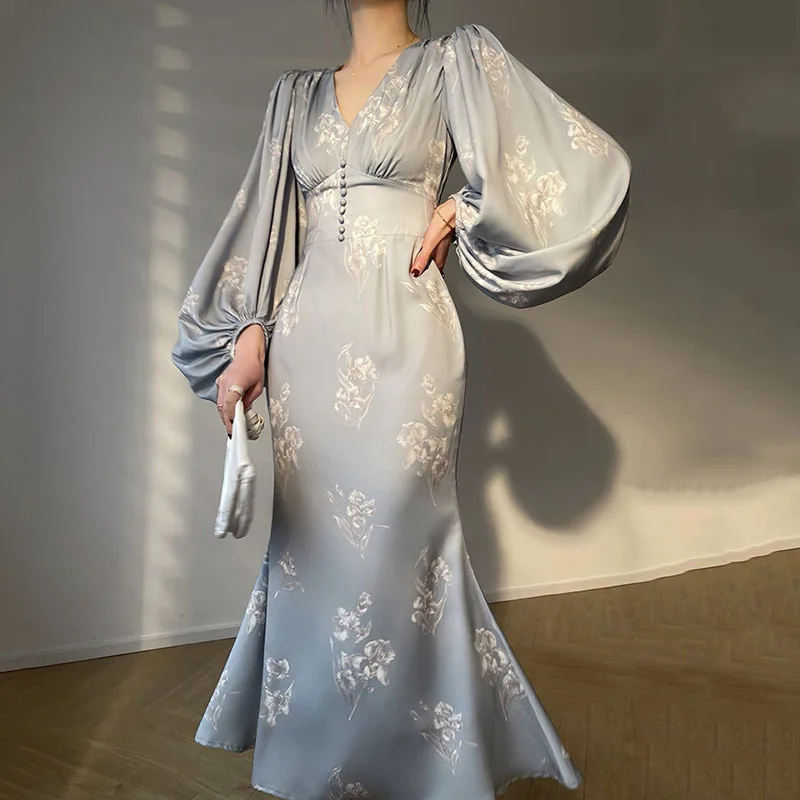 Printing Elegant Dresses For Women 2022 Autumn New V-neck Long Sleeve Slim Mermaid Midi Dress Fmeale Clothing
Printing Elegant Dresses For Women 2022 Autumn New V-neck Long Sleeve Slim Mermaid Midi Dress Fmeale Clothing