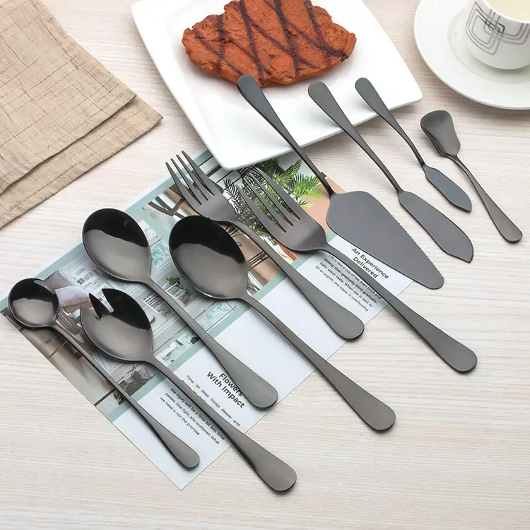 Black Shiny Dinnerware Stainless Steel Cutlery Western Style Food Steak Knife Fork Dessert Fruit Fork Dining Tableware
Black Shiny Dinnerware Stainless Steel Cutlery Western Style Food Steak Knife Fork Dessert Fruit Fork Dining Tableware