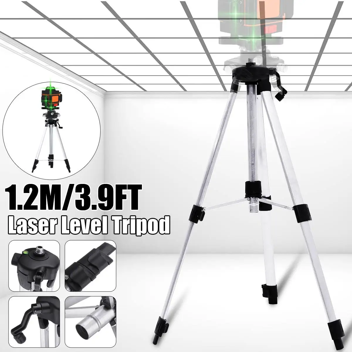 Laser Level Tripod 1.2M Adjustable Height Thicken Aluminum Tripod Stand For Self leveling
Laser Level Tripod 1.2M Adjustable Height Thicken Aluminum Tripod Stand For Self leveling