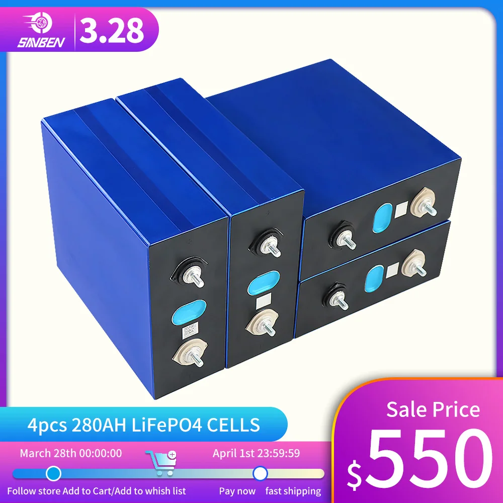 4PCS brand new Class A 3.2V 280ah LiFePO4 battery fully matched DIY with busbar 12V 24V 48V rechargeable battery pack RV
4PCS brand new Class A 3.2V 280ah LiFePO4 battery fully matched DIY with busbar 12V 24V 48V rechargeable battery pack RV