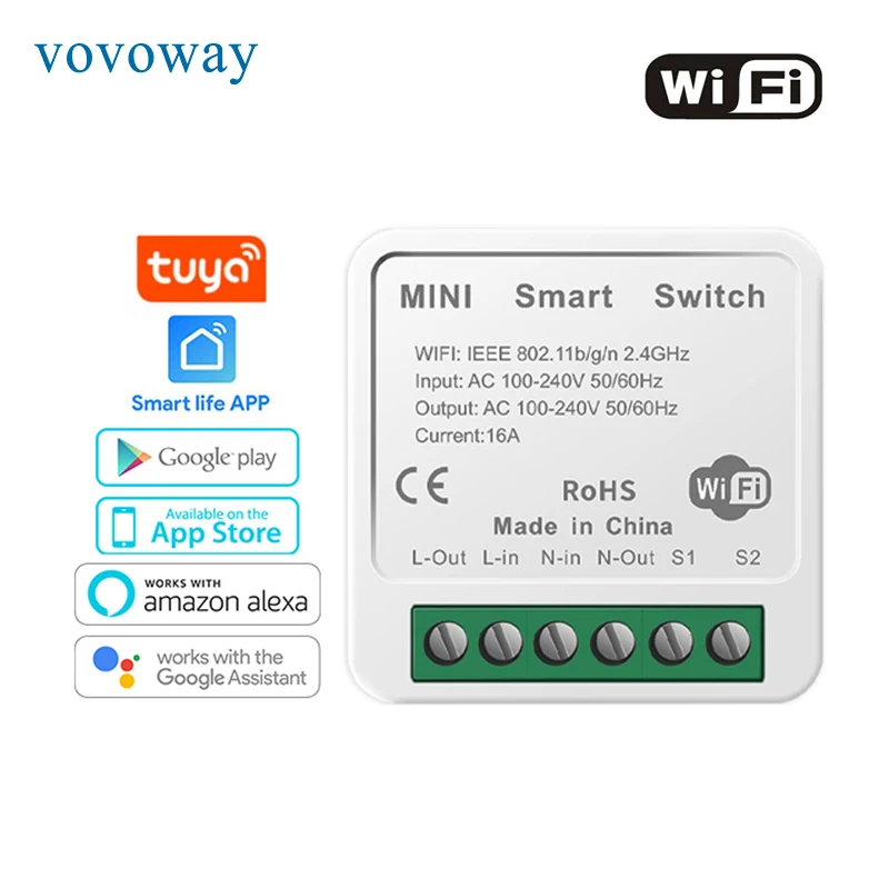 Wifi mini on-off switch supports 2way installation AC110V-240V tuya app Alexa google home voice control switch
Wifi mini on-off switch supports 2way installation AC110V-240V tuya app Alexa google home voice control switch
