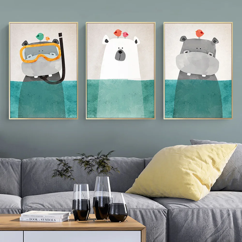Home Wall Decoration Art Cartoon Hippo Polar Bear Children's Study Decoration Painting Printing Poster Wall Painting Picture
Home Wall Decoration Art Cartoon Hippo Polar Bear Children's Study Decoration Painting Printing Poster Wall Painting Picture