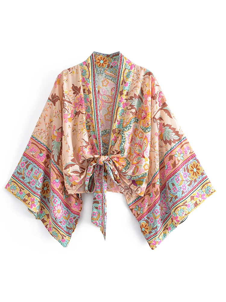 Vintage Peacock Floral Print Short Kimono Women Fashion Rayon Cotton Batwing Sleeves Ladies Beach Robe Bikini Boho Cover-up 
Vintage Peacock Floral Print Short Kimono Women Fashion Rayon Cotton Batwing Sleeves Ladies Beach Robe Bikini Boho Cover-up