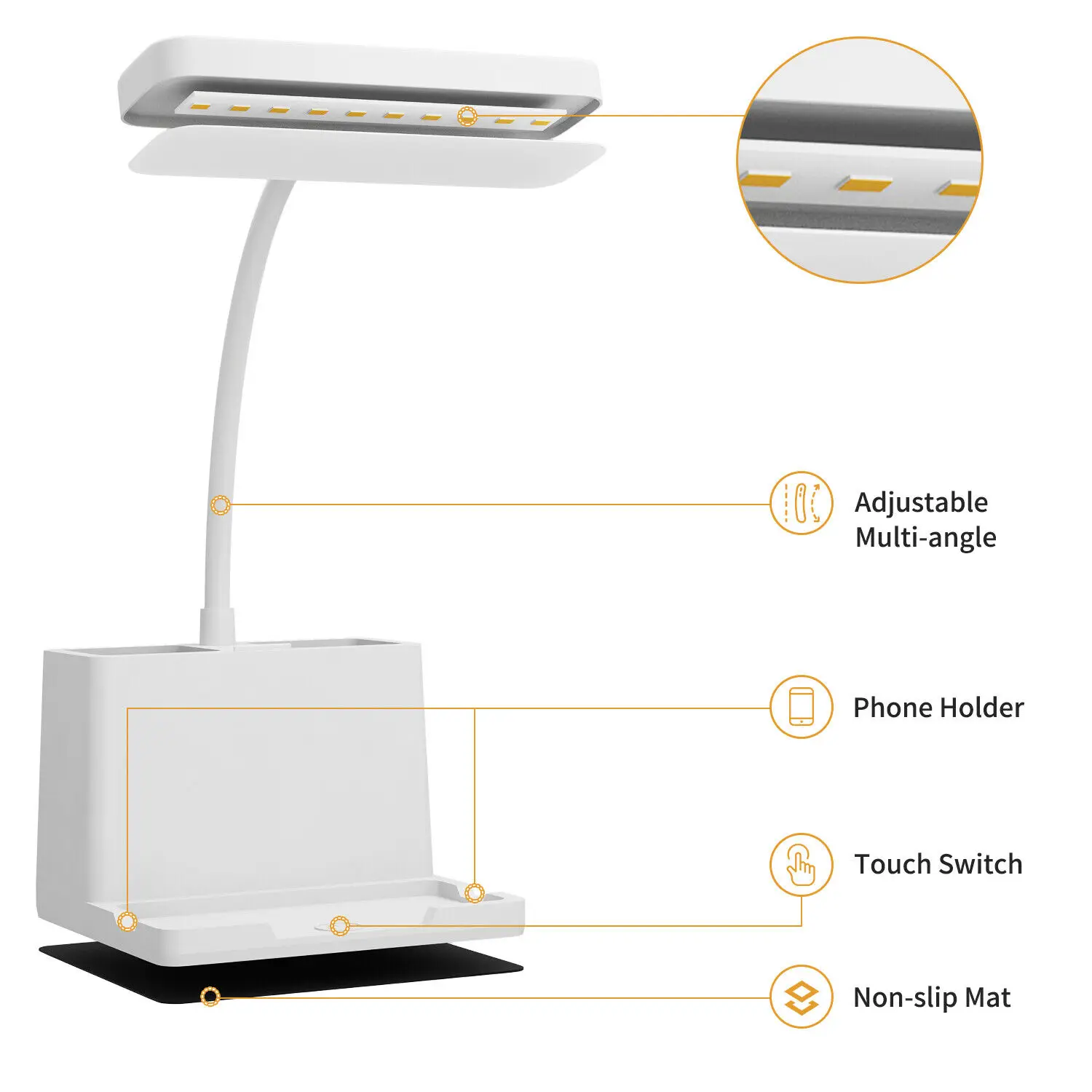 

Table Lamp Eyes Protection Touch Dimmable LED Light Student Dormitory Bedroom Reading USB Rechargable Desk Lamp Special Gift